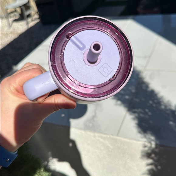 Pastel Tie-Dye Travel Mug with Handle - Purple Accents - Picture 7 of 11